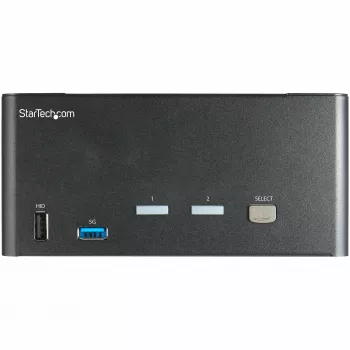 StarTech.com 2-Port Triple-Monitor DisplayPort KVM-Switch – 4K 60Hz UHD HDR – Desktop DP 1.2 KVM mit 2-Port USB 3.0 Hub (5 Gbit/s) & 4x USB 2.0 HID-Ports, Audio – Hotkey-Umschaltung – TAA
