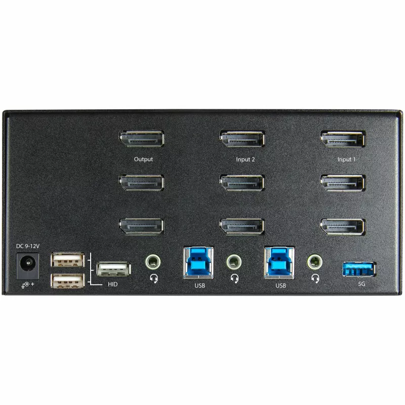 StarTech.com 2-Port Triple-Monitor DisplayPort KVM-Switch – 4K 60Hz UHD HDR – Desktop DP 1.2 KVM mit 2-Port USB 3.0 Hub (5 Gbit/s) & 4x USB 2.0 HID-Ports, Audio – Hotkey-Umschaltung – TAA
