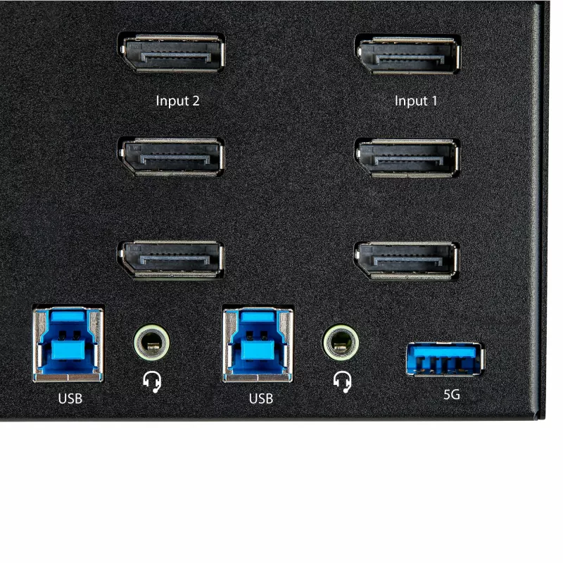 StarTech.com 2-Port Triple-Monitor DisplayPort KVM-Switch – 4K 60Hz UHD HDR – Desktop DP 1.2 KVM mit 2-Port USB 3.0 Hub (5 Gbit/s) & 4x USB 2.0 HID-Ports, Audio – Hotkey-Umschaltung – TAA
