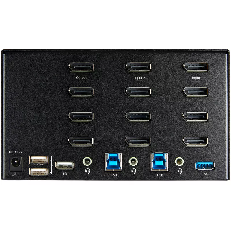 StarTech.com 2-Port Quad-Monitor DisplayPort KVM-Switch – 4K 60Hz UHD HDR – Desktop 4K DP 1.2 KVM mit 2-Port USB 3.0 Hub (5 Gbit/s) & 4x USB 2.0 HID-Ports, Audio – Hotkey-Umschaltung – TAA