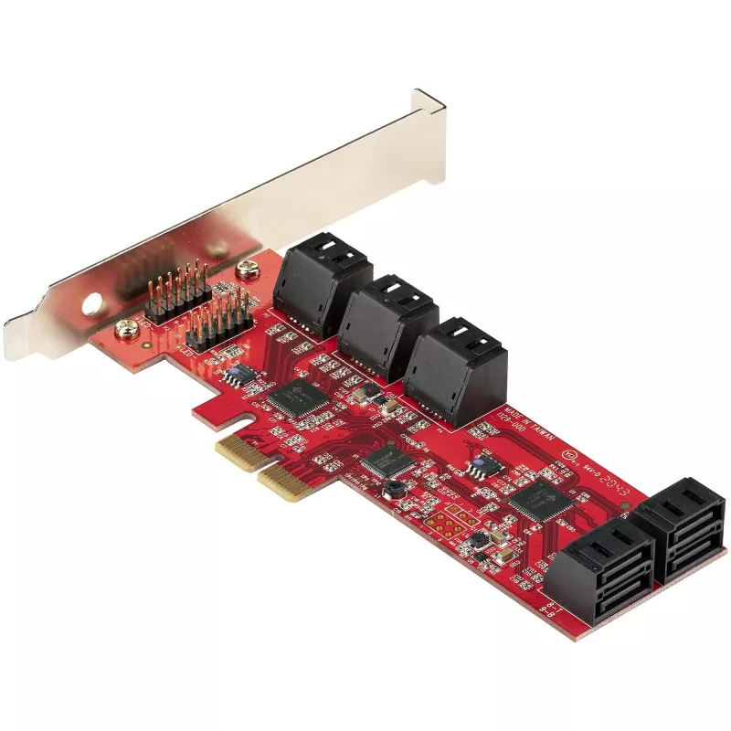StarTech.com SATA PCIe Karte - 10-Port PCIe SATA Erweiterungskarte - 6 Gbit/s - Low-/Full-Profile - Gestapelte SATA-Anschlüsse - ASM1062 Non-RAID - PCI Express zu SATA Konverter/Adapter