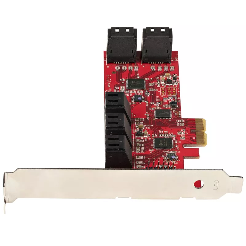 StarTech.com SATA PCIe Karte - 10-Port PCIe SATA Erweiterungskarte - 6 Gbit/s - Low-/Full-Profile - Gestapelte SATA-Anschlüsse - ASM1062 Non-RAID - PCI Express zu SATA Konverter/Adapter