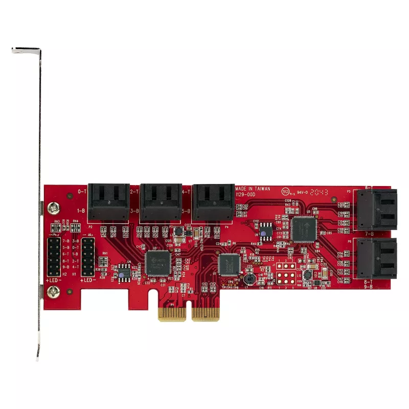 StarTech.com SATA PCIe Karte - 10-Port PCIe SATA Erweiterungskarte - 6 Gbit/s - Low-/Full-Profile - Gestapelte SATA-Anschlüsse - ASM1062 Non-RAID - PCI Express zu SATA Konverter/Adapter