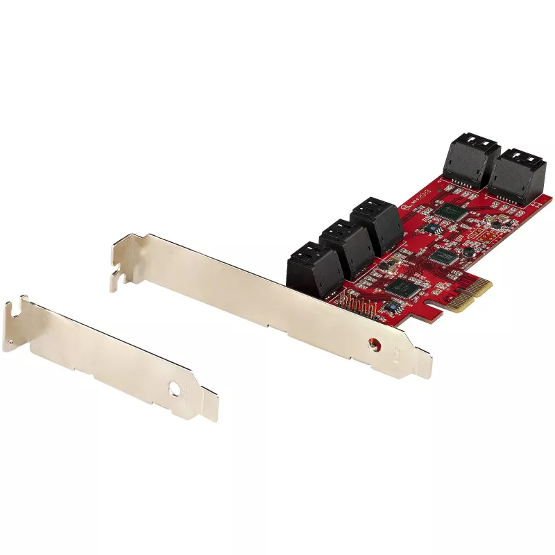StarTech.com SATA PCIe Karte - 10-Port PCIe SATA Erweiterungskarte - 6 Gbit/s - Low-/Full-Profile - Gestapelte SATA-Anschlüsse - ASM1062 Non-RAID - PCI Express zu SATA Konverter/Adapter
