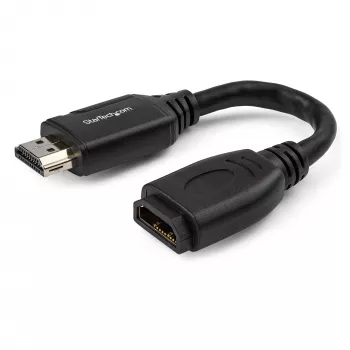 StarTech.com 6 Zoll (15 cm) HDMI Portsaver-Kabel – 4K 60 Hz High Speed HDMI 2.0 Verlängerungskabel mit Ethernet – Kurzes HDMI-Verlängerungskabel – HDMI-Stecker-auf-Buchse-Verlängerungsadapterkabel