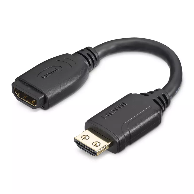 StarTech.com 6 Zoll (15 cm) HDMI Portsaver-Kabel – 4K 60 Hz High Speed HDMI 2.0 Verlängerungskabel mit Ethernet – Kurzes HDMI-Verlängerungskabel – HDMI-Stecker-auf-Buchse-Verlängerungsadapterkabel
