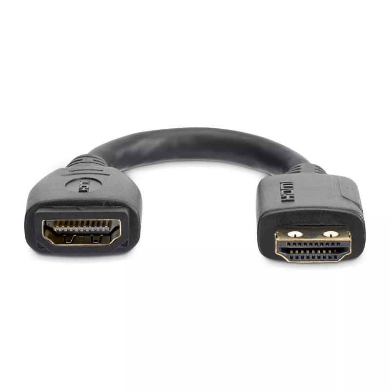 StarTech.com 6 Zoll (15 cm) HDMI Portsaver-Kabel – 4K 60 Hz High Speed HDMI 2.0 Verlängerungskabel mit Ethernet – Kurzes HDMI-Verlängerungskabel – HDMI-Stecker-auf-Buchse-Verlängerungsadapterkabel