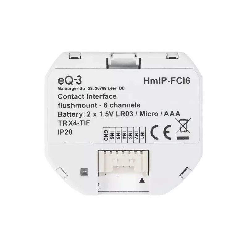 Lichtschalter Homematic IP HmIP-FCI6, weiß, Tastensteuerung, Batterie (AAA), IP20, 48,5×15×53 mm