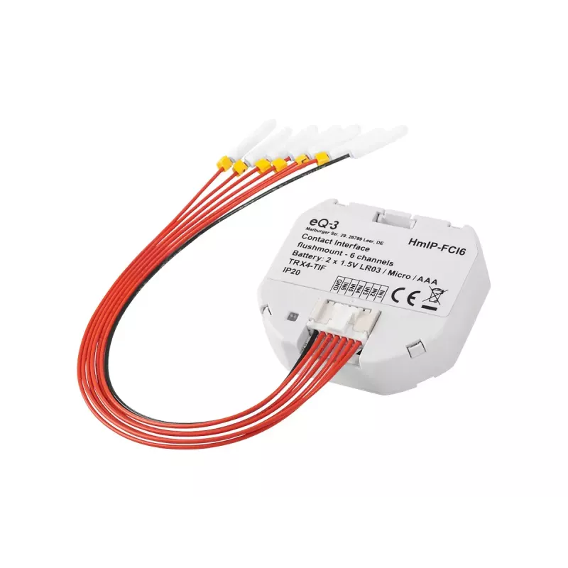 Lichtschalter Homematic IP HmIP-FCI6, weiß, Tastensteuerung, Batterie (AAA), IP20, 48,5×15×53 mm