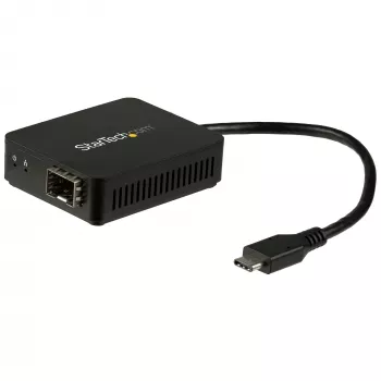 StarTech.com USB-C auf Glasfaser-Konverter - Offener SFP-Steckplatz, Kabelgebunden, USB Typ-C, Glasfaser, 1000 Mbit/s, Schwarz