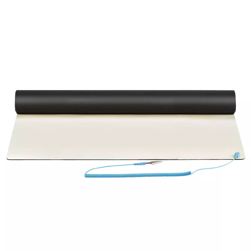 StarTech.com Antistatikmatte, ESD-Matte für Elektronikreparatur, antistatische Tisch-/Schreibtischmatte mit abnehmbarem Erdungskabel, ANSI/ESD S 4.1, flexible thermoplastische Arbeitsunterlage/Matte, 60 x 120 cm