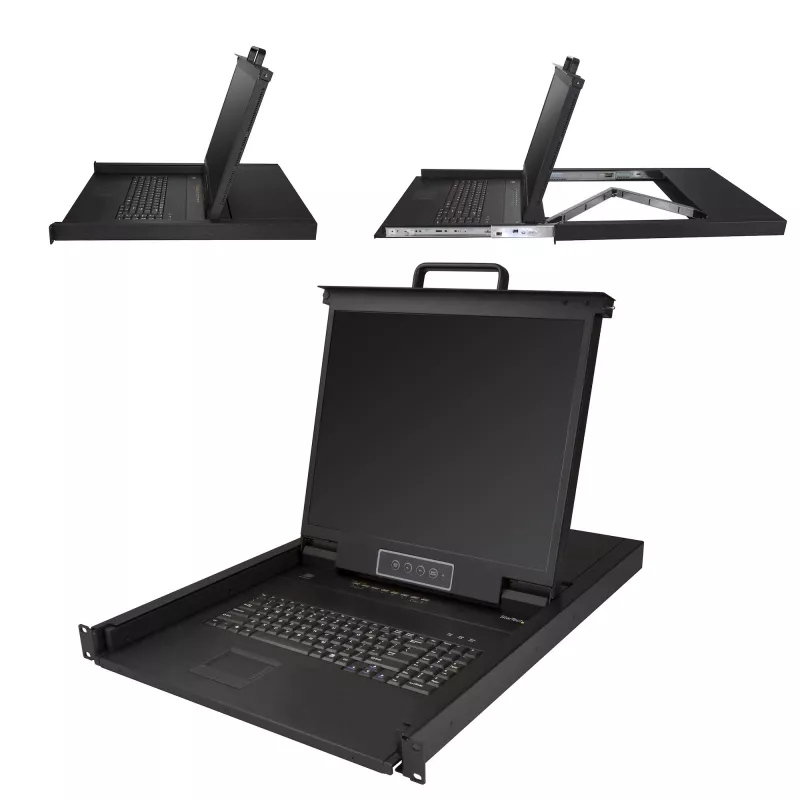 StarTech.com 8-Port Rackmount KVM-Konsole mit 1,8-m-Kabeln – Integrierter KVM-Switch mit 19-Zoll-LCD-Monitor – Voll ausgestattete 1-HE-LCD-KVM-Schublade – OSD-KVM – Langlebig, 50.000 Stunden MTBF – USB + VGA-Unterstützung