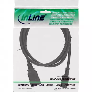 InLine Stromadapterkabel, IEC-60320 C20 auf C13, 3x1,5 mm², max. 10 A, 1 m