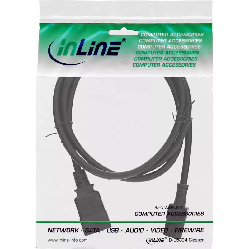 InLine Stromadapterkabel, IEC-60320 C20 auf C13, 3x1,5 mm², max. 10 A, 1 m