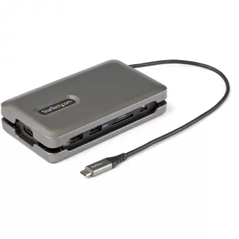 StarTech.com USB-C-Multiport-Adapter – USB-C auf 4K 60 Hz HDMI 2.0 – 2-Port-10-Gbit/s-USB-Hub – 100 W Power Delivery Pass-Through – GbE – SD/MicroSD – USB-Typ-C-Mini-Dock – 25 cm Kabel