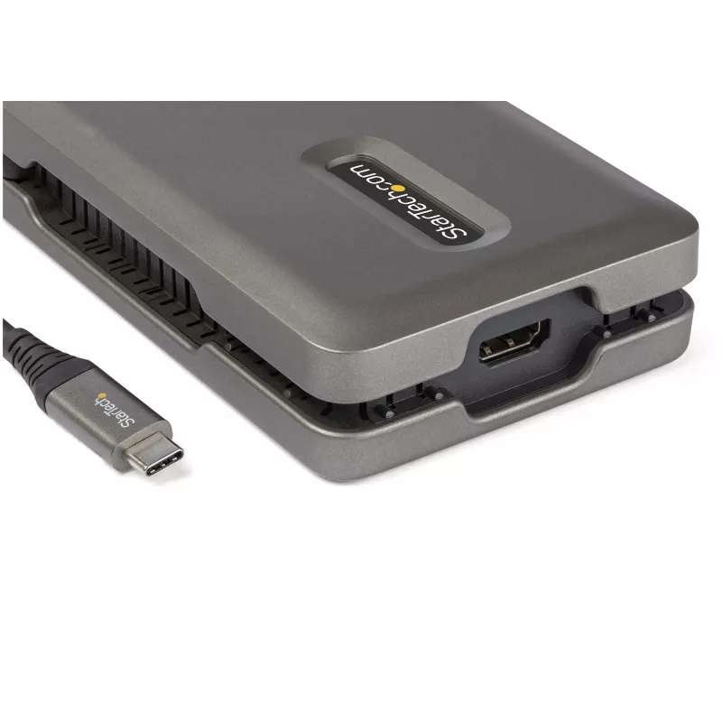 StarTech.com USB-C-Multiport-Adapter – USB-C auf 4K 60 Hz HDMI 2.0 – 2-Port-10-Gbit/s-USB-Hub – 100 W Power Delivery Pass-Through – GbE – SD/MicroSD – USB-Typ-C-Mini-Dock – 25 cm Kabel
