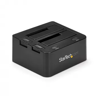 StarTech.com Dual-Bay USB 3.0 auf SATA Festplatten-Dockingstation, USB-Festplattendock, externes 2,5/3,5 Zoll SATA I/II/III SSD/HDD Dockingstation, Hot-Swap-Festplattenschacht, Top-Loading