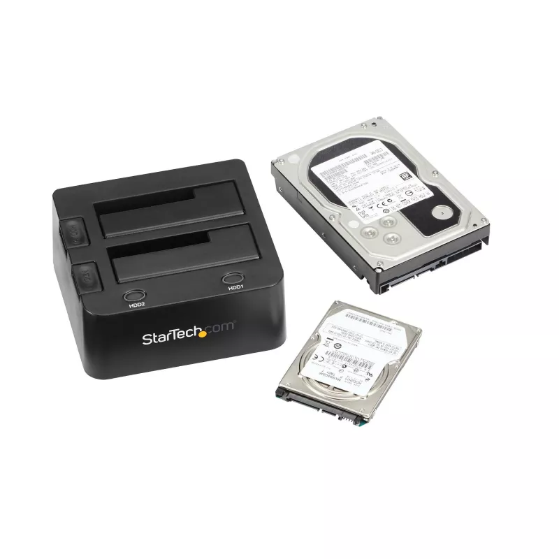 StarTech.com Dual-Bay USB 3.0 auf SATA Festplatten-Dockingstation, USB-Festplattendock, externes 2,5/3,5 Zoll SATA I/II/III SSD/HDD Dockingstation, Hot-Swap-Festplattenschacht, Top-Loading