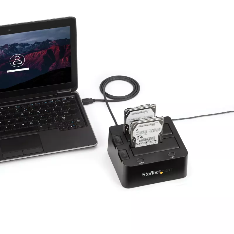 StarTech.com Dual-Bay USB 3.0 auf SATA Festplatten-Dockingstation, USB-Festplattendock, externes 2,5/3,5 Zoll SATA I/II/III SSD/HDD Dockingstation, Hot-Swap-Festplattenschacht, Top-Loading
