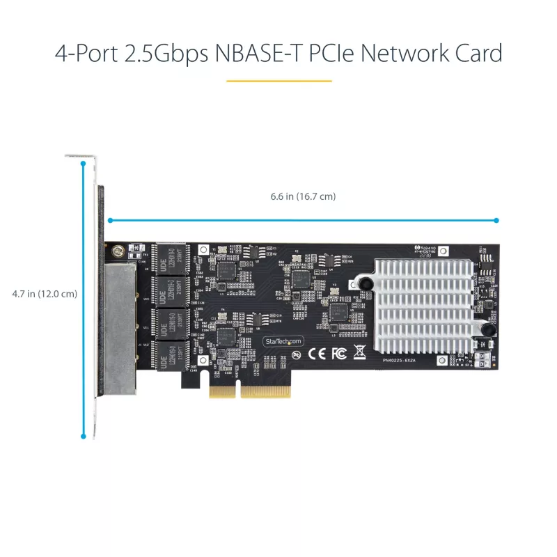 StarTech.com 4-Port 2,5-Gbit/s NBASE-T PCIe-Netzwerkkarte, Intel I225-V, Quad-Port-Computernetzwerkkarte, Multi-Gigabit-NIC, PCI Express Server-LAN-Karte, Desktop-Ethernet-Schnittstelle