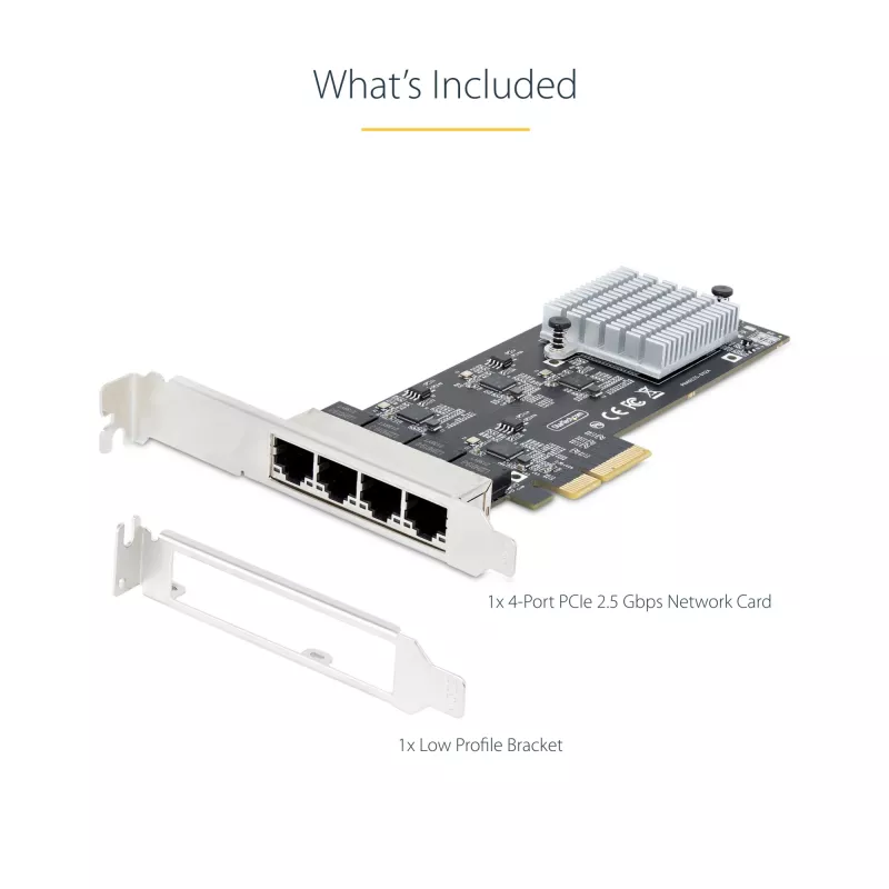 StarTech.com 4-Port 2,5-Gbit/s NBASE-T PCIe-Netzwerkkarte, Intel I225-V, Quad-Port-Computernetzwerkkarte, Multi-Gigabit-NIC, PCI Express Server-LAN-Karte, Desktop-Ethernet-Schnittstelle