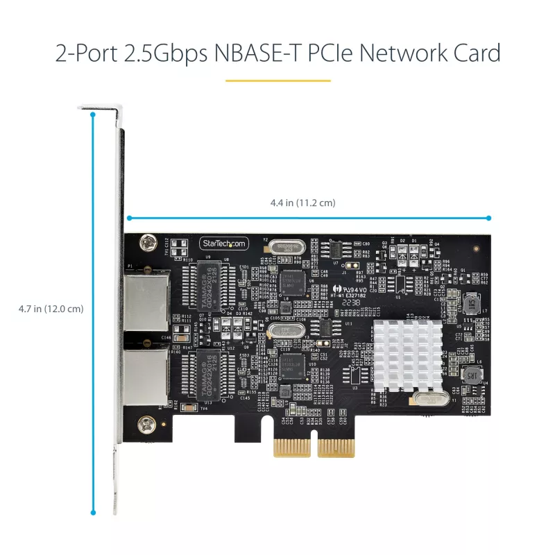 StarTech.com 2-Port 2.5Gbps NBASE-T PCIe Netzwerkkarte, Intel I225-V, Dual-Port Computer Netzwerkkarte, Multi-Gigabit NIC, PCI Express Server LAN Karte, Desktop Ethernet Schnittstelle
