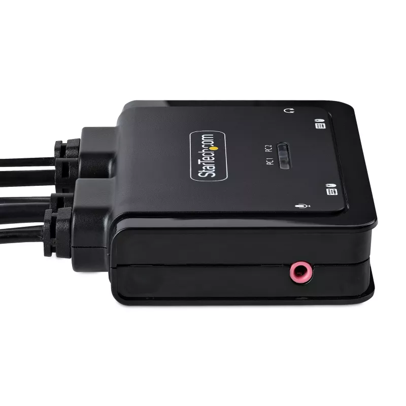 StarTech.com 2-Port Hybrid USB-C HDMI Kabel KVM Switch, 4K 60Hz, Kompakt KVM mit 6ft/1,8m USB-A/HDMI/Audio & 4ft/1,2m USB-C integrierten Host-Kabeln, Bus-gespeist - Fernbedienungstaste/Hotkey-Umschaltung