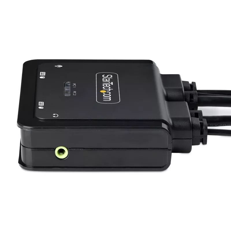 StarTech.com 2-Port Hybrid USB-C HDMI Kabel KVM Switch, 4K 60Hz, Kompakt KVM mit 6ft/1,8m USB-A/HDMI/Audio & 4ft/1,2m USB-C integrierten Host-Kabeln, Bus-gespeist - Fernbedienungstaste/Hotkey-Umschaltung