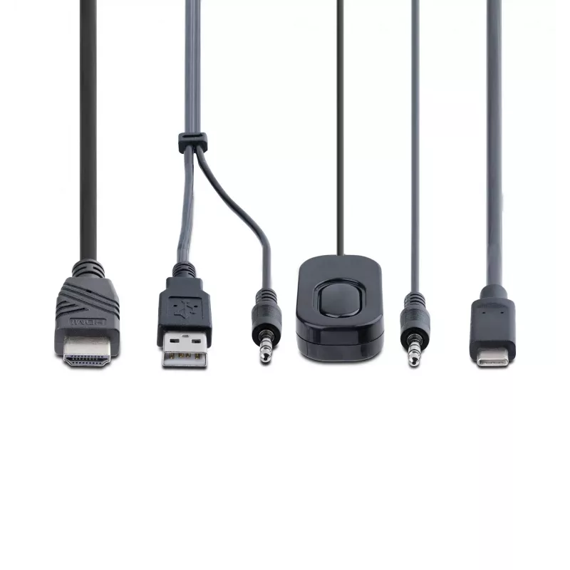 StarTech.com 2-Port Hybrid USB-C HDMI Kabel KVM Switch, 4K 60Hz, Kompakt KVM mit 6ft/1,8m USB-A/HDMI/Audio & 4ft/1,2m USB-C integrierten Host-Kabeln, Bus-gespeist - Fernbedienungstaste/Hotkey-Umschaltung