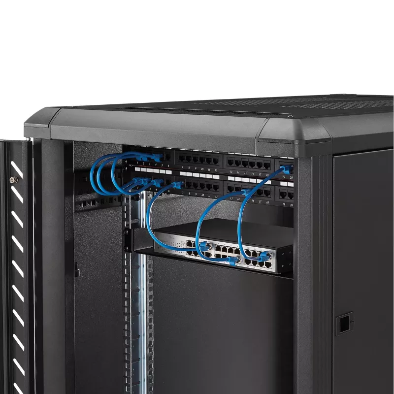 StarTech.com 1U Server-Rack-Einlegeboden, universelle Rack-Montage-Kragarm-Ablage für 19-Zoll-Netzwerkgeräte-Rack/Schrank, hochbelastbarer Stahl, Tragfähigkeit 33 lb/15 kg, 7 Zoll (18 cm) tief