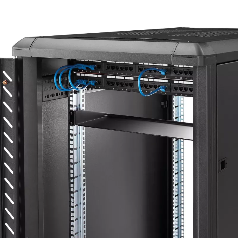 StarTech.com 1U Server-Rack-Einlegeboden, universelle Rack-Montage-Kragarm-Ablage für 19-Zoll-Netzwerkgeräte-Rack/Schrank, hochbelastbarer Stahl, Tragfähigkeit 33 lb/15 kg, 7 Zoll (18 cm) tief