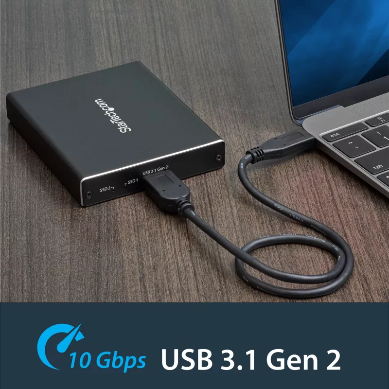 StarTech.com Dual-Slot-Laufwerksgehäuse für M.2 SATA SSDs - USB 3.1 (10 Gbit/s) - RAID