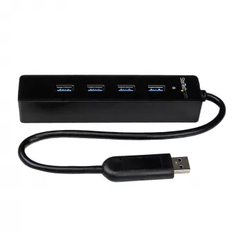 StarTech.com 4-Port tragbarer SuperSpeed USB 3.0 Hub mit integriertem Kabel