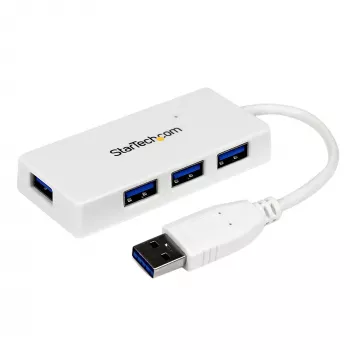 StarTech.com Tragbarer 4-Port SuperSpeed Mini USB 3.0 Hub – Weiß