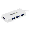 StarTech.com Tragbarer 4-Port SuperSpeed Mini USB 3.0 Hub – Weiß