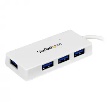 StarTech.com Tragbarer 4-Port SuperSpeed Mini USB 3.0 Hub – Weiß