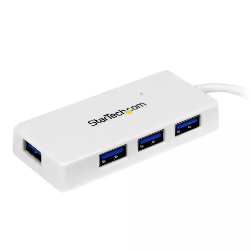 StarTech.com Tragbarer 4-Port SuperSpeed Mini USB 3.0 Hub – Weiß