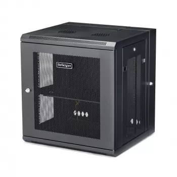 StarTech.com 4-Post 12U Wandmontage-Netzwerkschrank mit 1U-Fach, 19 Zoll klappbarer wandmontierter Serverschrank für Daten-/AV-/Elektronik-/Computergeräte, flexibles belüftetes Rackgehäuse