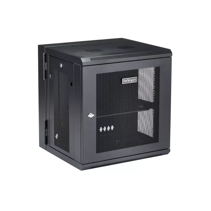 StarTech.com 4-Post 12U Wandmontage-Netzwerkschrank mit 1U-Fach, 19 Zoll klappbarer wandmontierter Serverschrank für Daten-/AV-/Elektronik-/Computergeräte, flexibles belüftetes Rackgehäuse