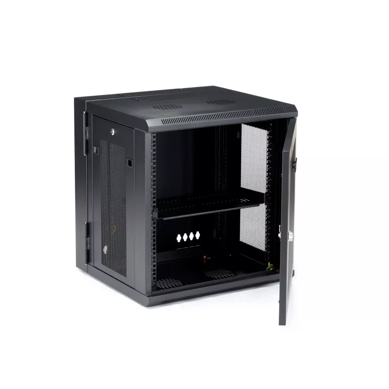 StarTech.com 4-Post 12U Wandmontage-Netzwerkschrank mit 1U-Fach, 19 Zoll klappbarer wandmontierter Serverschrank für Daten-/AV-/Elektronik-/Computergeräte, flexibles belüftetes Rackgehäuse