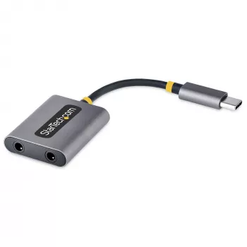 StarTech.com USB-C Kopfhörer-Splitter, USB-Typ-C Dual-Headset-Adapter mit Mikrofoneingang, USB-C auf 3,5-mm-Audio-Adapter/Ohrhörer-Dongle, USB-C auf Audiobuchse/Aux-Ausgang, 24-Bit-DAC