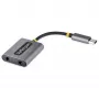 StarTech.com USB-C Kopfhörer-Splitter, USB-Typ-C Dual-Headset-Adapter mit Mikrofoneingang, USB-C auf 3,5-mm-Audio-Adapter/Ohrhörer-Dongle, USB-C auf Audiobuchse/Aux-Ausgang, 24-Bit-DAC