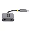StarTech.com USB-C Kopfhörer-Splitter, USB-Typ-C Dual-Headset-Adapter mit Mikrofoneingang, USB-C auf 3,5-mm-Audio-Adapter/Ohrhörer-Dongle, USB-C auf Audiobuchse/Aux-Ausgang, 24-Bit-DAC