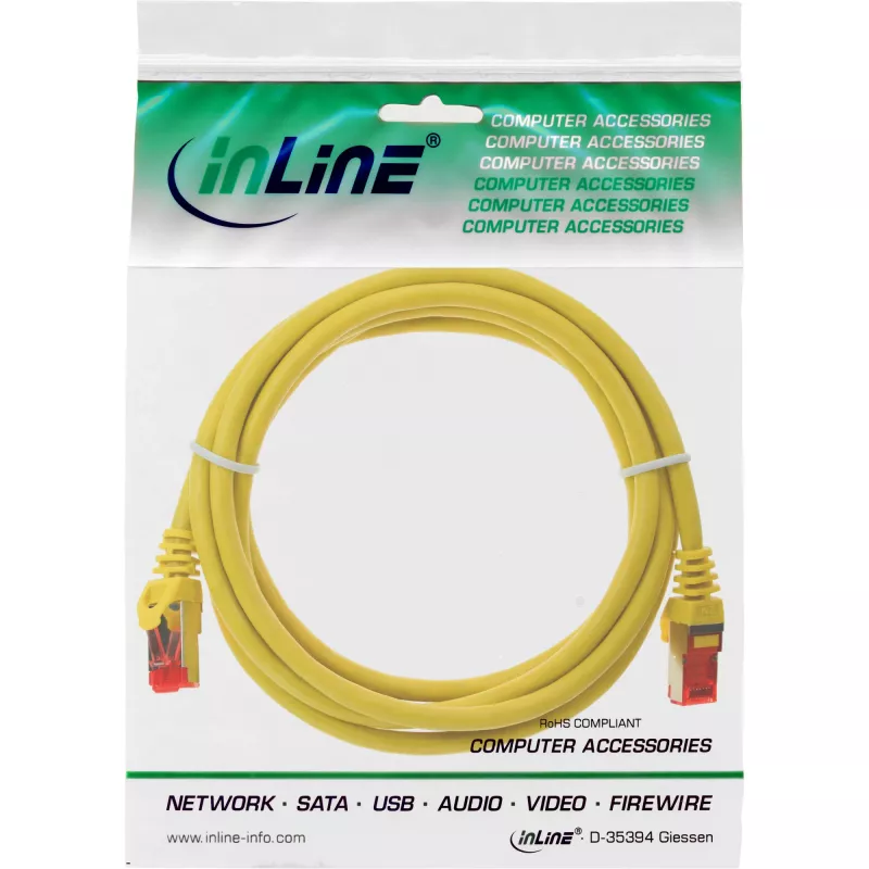 InLine Patchkabel S/FTP PiMF Kat.6 250MHz PVC Kupfer gelb 1m