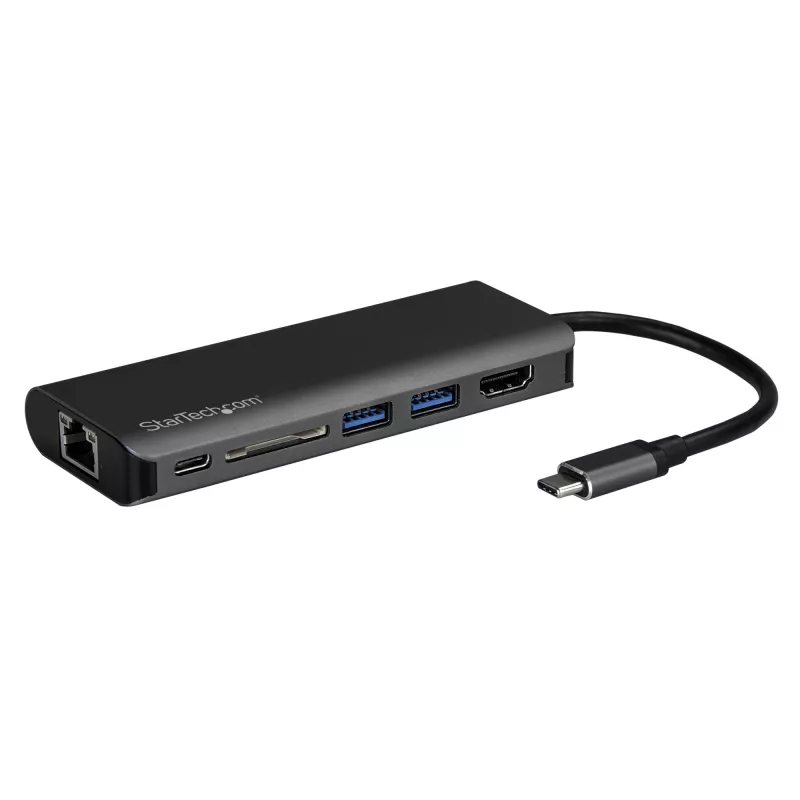 StarTech.com USB-C-Multiport-Adapter, tragbarer USB-C-Dock auf 4K HDMI, 2-fach USB 3.0 Hub, SD/SDHC, GbE, 60W PD Pass-Through – USB Type-C/Thunderbolt 3 – ERSETZT DURCH DKT30CHSDPD1
