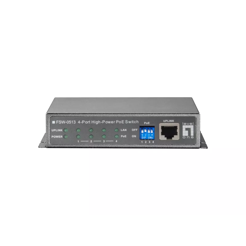 LevelOne 5-Port Fast Ethernet PoE Switch, 4 PoE-Ausgänge, 120 W, Netzteil enthalten