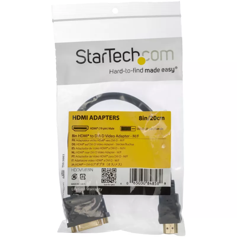 StarTech.com 8in HDMI-auf-DVI-D-Videokabel-Adapter – HDMI-Stecker auf DVI-Buchse
