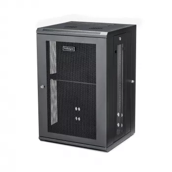 StarTech.com 4-Post 18U Wandmontage Netzwerkschrank mit 1U Ablage, 19 Zoll klappbarer wandmontierter Serverschrank für Daten/AV/Elektronik/Computerausrüstung, flexibles belüftetes Rackgehäuse