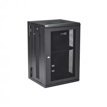 StarTech.com 4-Post 18U Wandmontage Netzwerkschrank mit 1U Ablage, 19 Zoll klappbarer wandmontierter Serverschrank für Daten/AV/Elektronik/Computerausrüstung, flexibles belüftetes Rackgehäuse