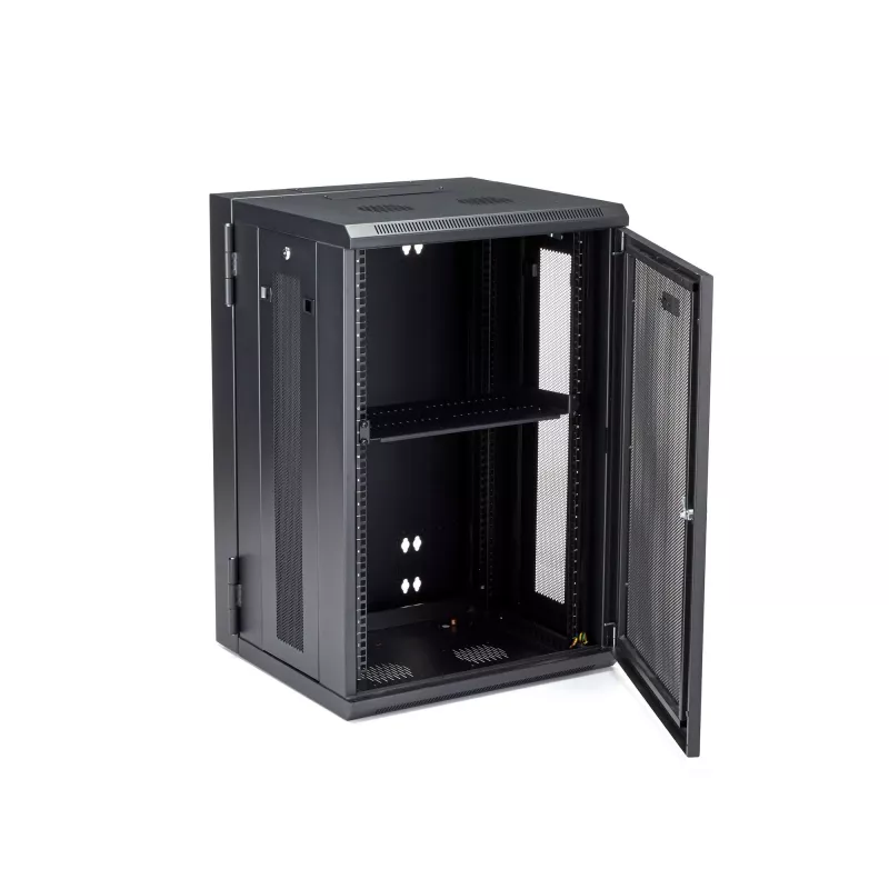 StarTech.com 4-Post 18U Wandmontage Netzwerkschrank mit 1U Ablage, 19 Zoll klappbarer wandmontierter Serverschrank für Daten/AV/Elektronik/Computerausrüstung, flexibles belüftetes Rackgehäuse